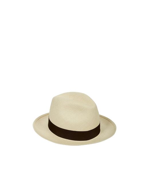 Borsalino White Side-Bow Straw Sun Hat for men