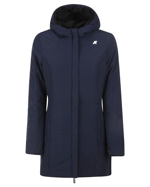 K-Way Blue Zip-Up Hooded Coat