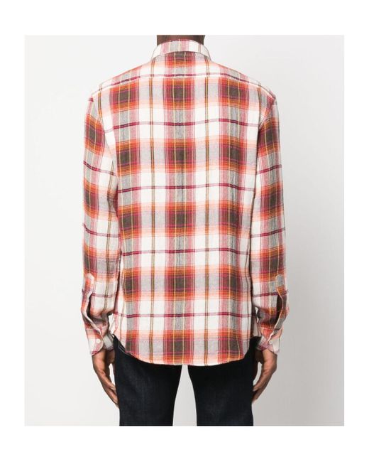 Barena Pink Plaid-Check Pattern Shirt for men