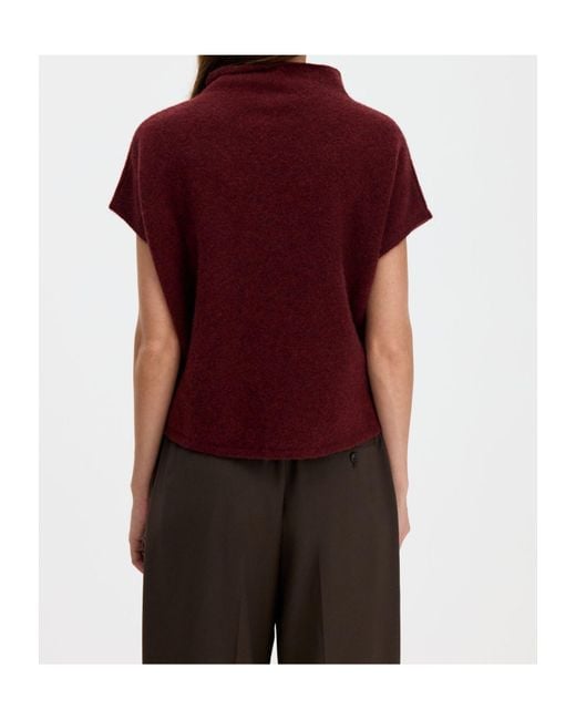 Filippa K Red High-Neck Cap-Sleeve Sweater
