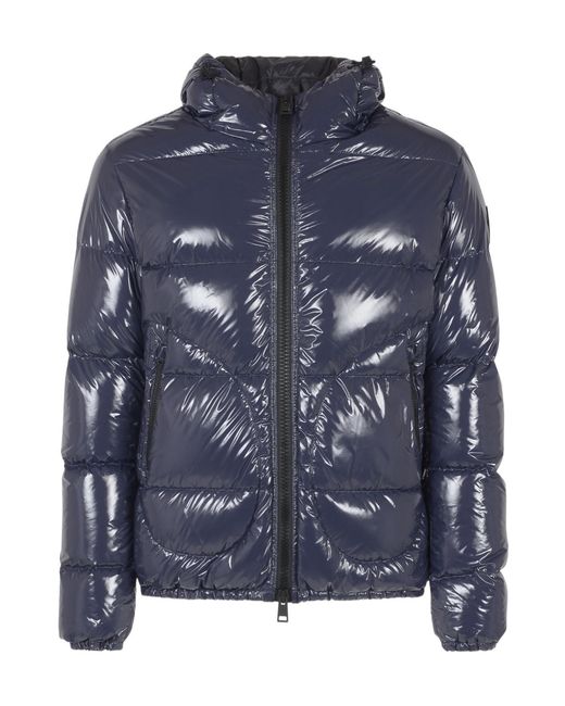 Herno Blue Zip-Up Hooded Coat for men