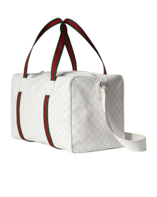 Gucci White Medium Duffle Bag With Web for men