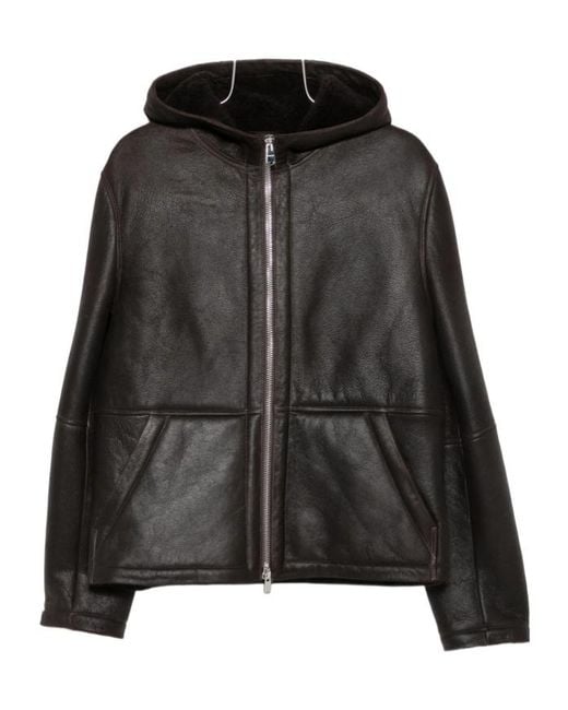 Dondup Black Long-Sleeve Leather Jacket for men