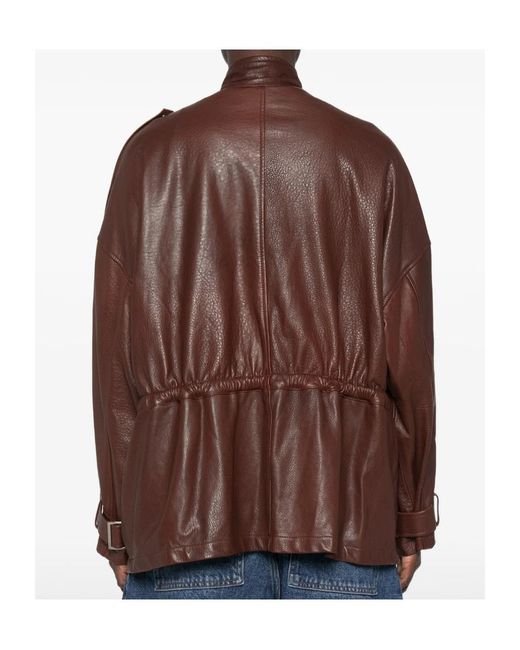 Giorgio Brato Brown Long-Sleeve Leather Jacket