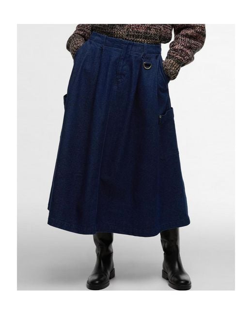 Barbour Blue Belt Loop Midi Skirt
