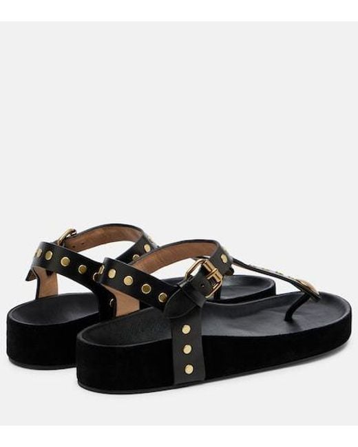 Isabel Marant Black Enore Studded Leather Thong Sandals