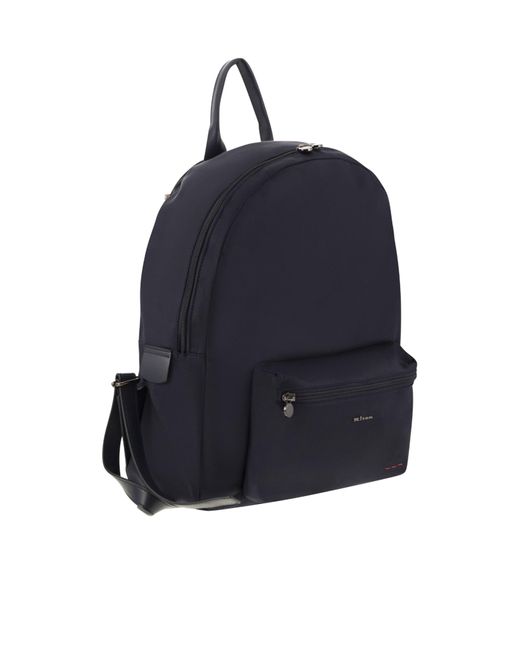 Kiton Blue Logo Lettering Zipped Backpack for men