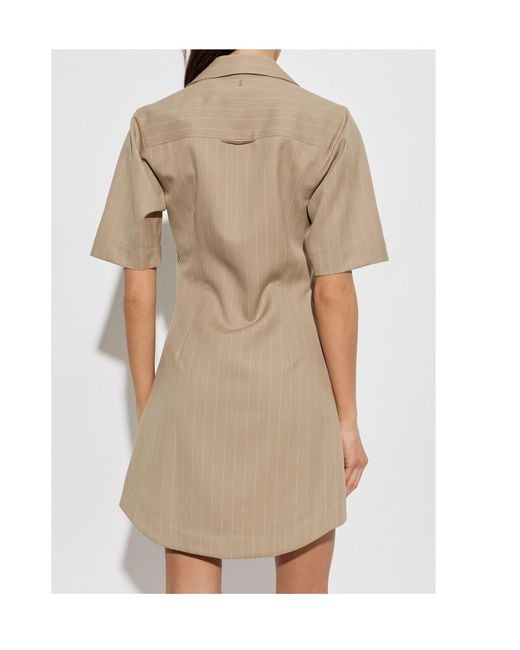AMI Natural Ami Pinstriped Shirt Dress