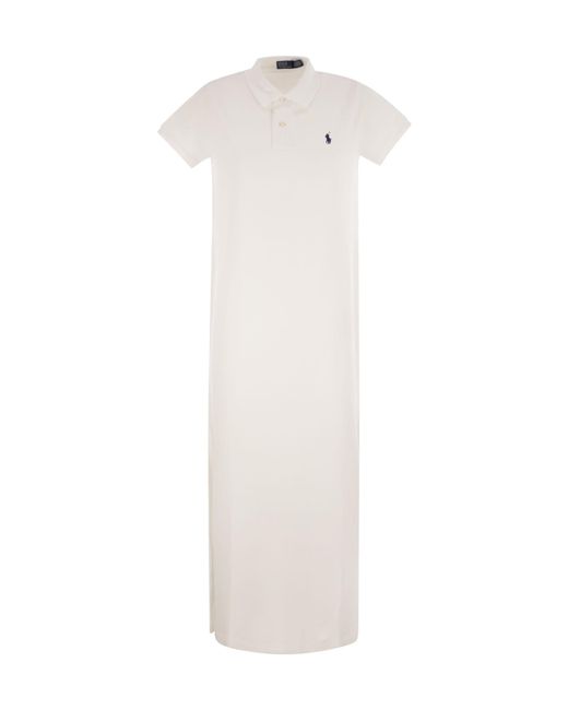 Polo Ralph Lauren White Logo-Embroidered Polo Shirt Dress