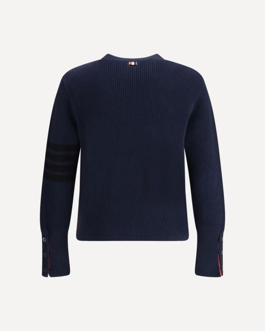 Thom Browne Blue Bar Knitted Jumper for men