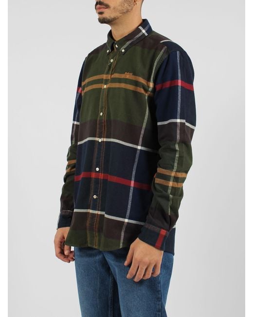 Barbour Gray Checked Long-Sleeved Shirt for men
