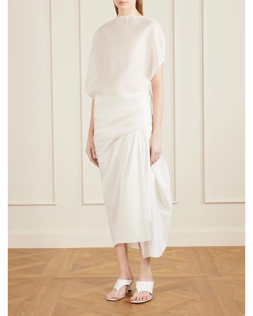 Khaite White Poppi Cotton And Silk-Blend Blouse