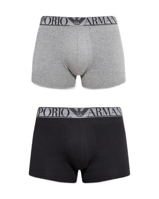 Emporio Armani Gray Logo Boxer Panties Two-Piece for men