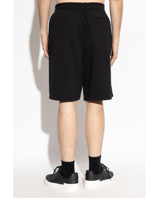 Balmain Black Logo Print Drawstring Shorts for men