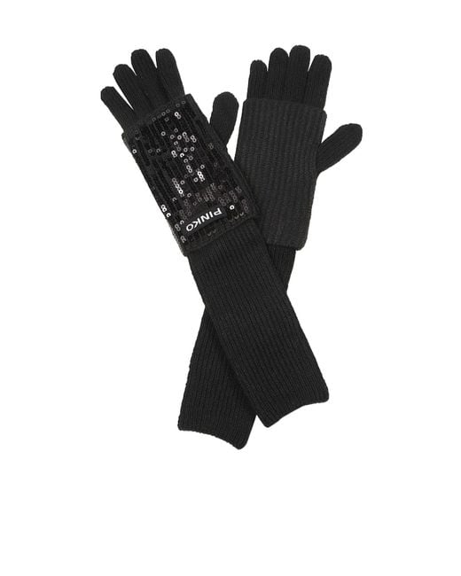 Pinko Black Ribbed Gloves