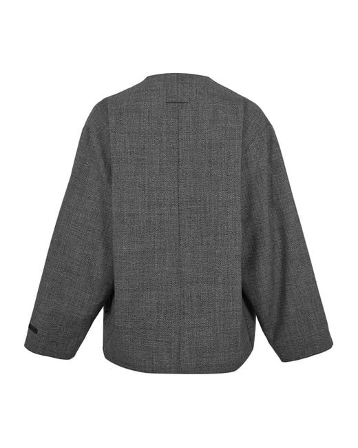 Fear Of God Gray Short Collarless Jacket for men