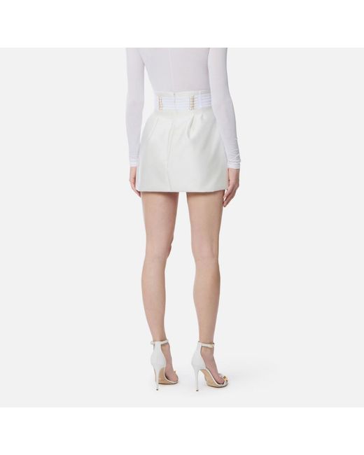 Elisabetta Franchi White Elastic-Strap Mini Skirt