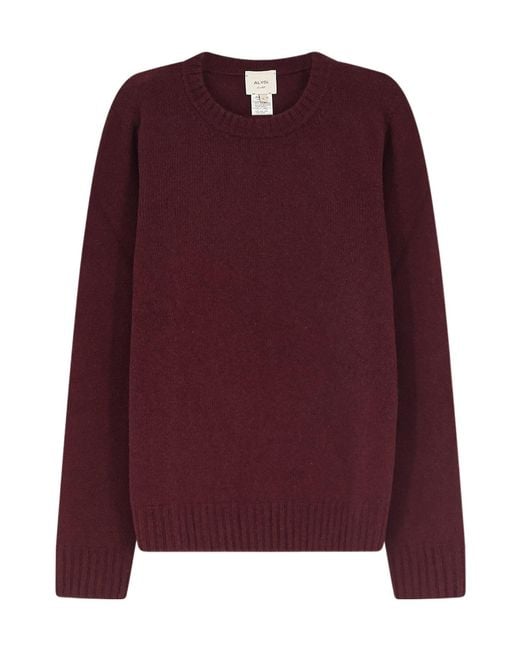 Alysi Purple Ribbed Crew-Neck Knitted Sweater