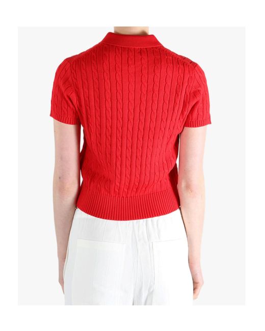 Polo Ralph Lauren Red Cable Knit Polo Top