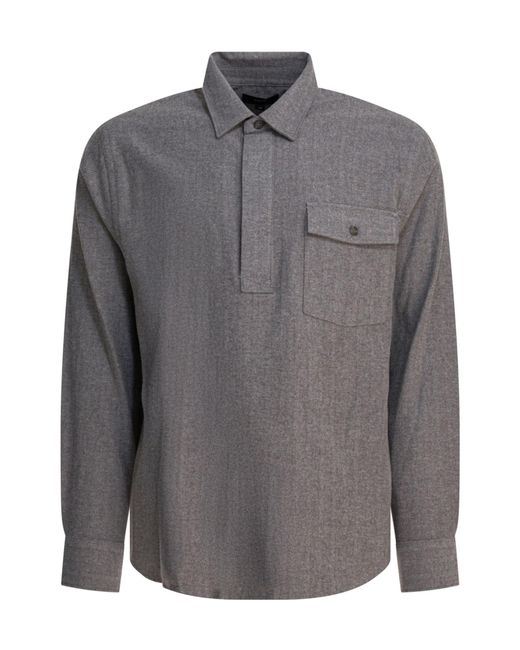 Vince Gray Herringbone Long-Sleeve Shirt for men