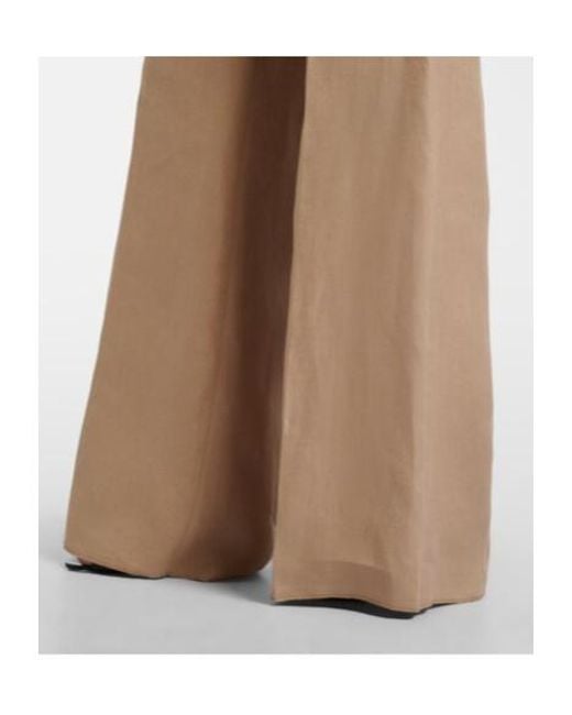 Max Mara Natural Big Pleated Linen Wide-Leg Pants