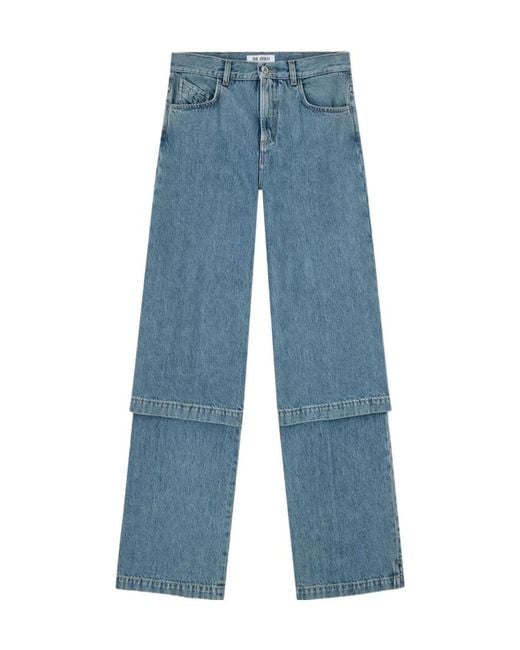 The Attico Blue The Logo-Patch Straight-Leg Jeans