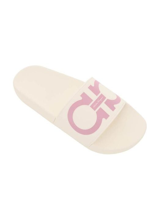 Ferragamo Pink Logo Slippers