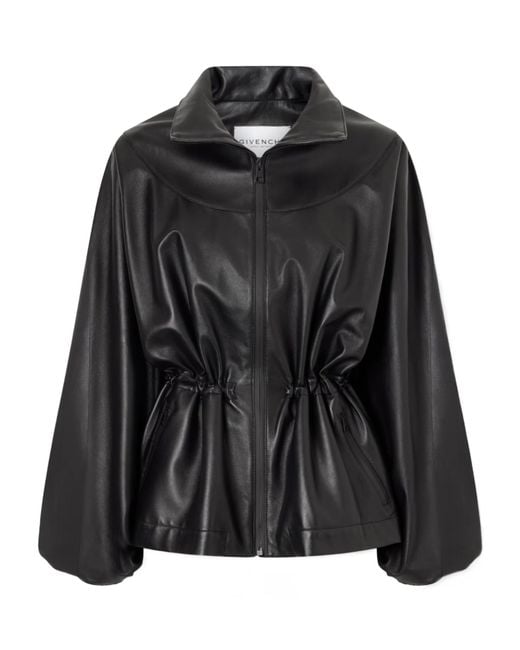 Givenchy Black Gathered Leather Jacket
