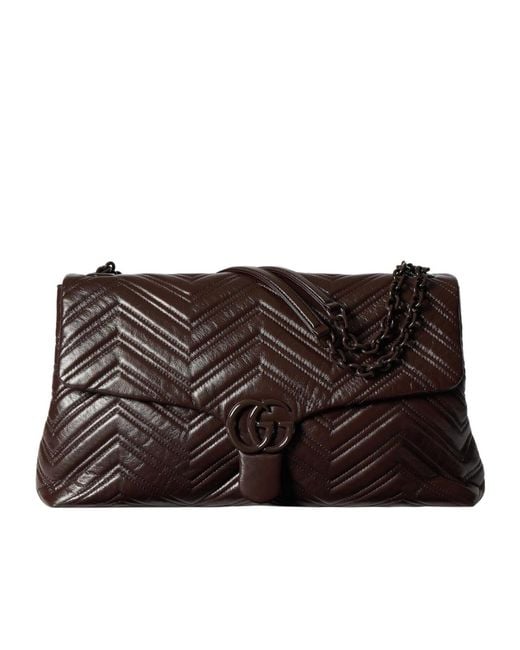 Gucci Brown Gg Marmont Medium Shoulder Bag