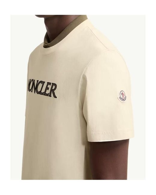 Moncler Natural Logo Velvet Detail T-Shirt for men