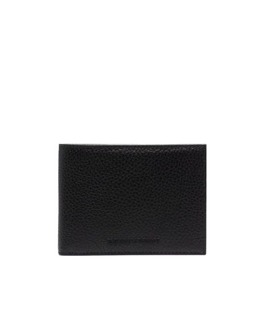 Emporio Armani Black Logo Lettering Bi-Fold Wallet for men