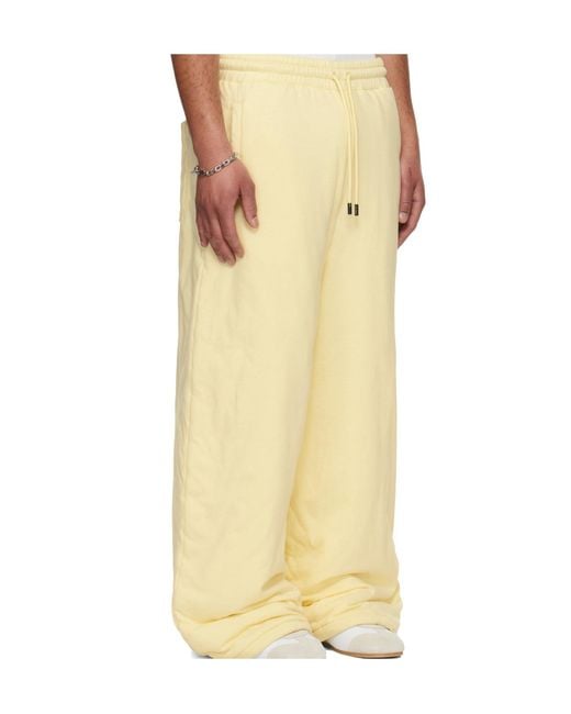 Lu'u Dan Yellow Thickened Bontans Drawstring Sweatpants for men