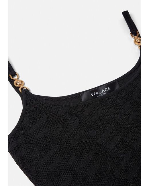 Versace Black Medusa Plaque Cropped Knitted Top