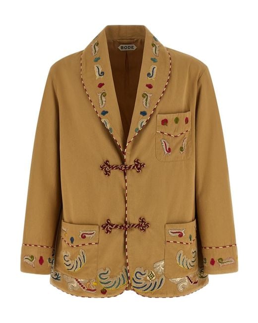 Bode Natural Feather Runner Embroidered Smoking Blazer for men
