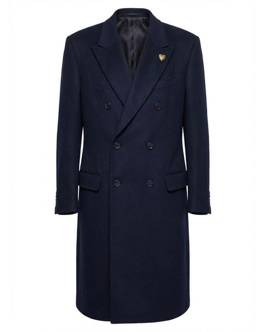Gucci Blue Double-Breasted Light Cashmere Coat for men