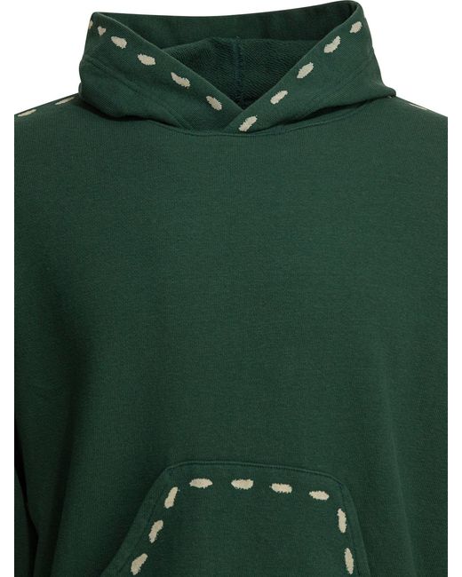 Kapital Green Hooded Dotted Sweatshirt for men