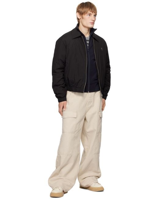 AMI Black Ami De Coeur Zip-Up Jacket for men