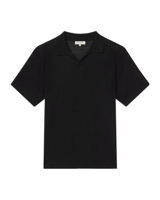 FRAME Black Relaxed Knit Polo Shirt for men