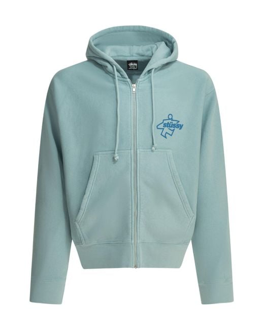 Stussy Blue Stüssy Logo Zip-Up Hoodie for men
