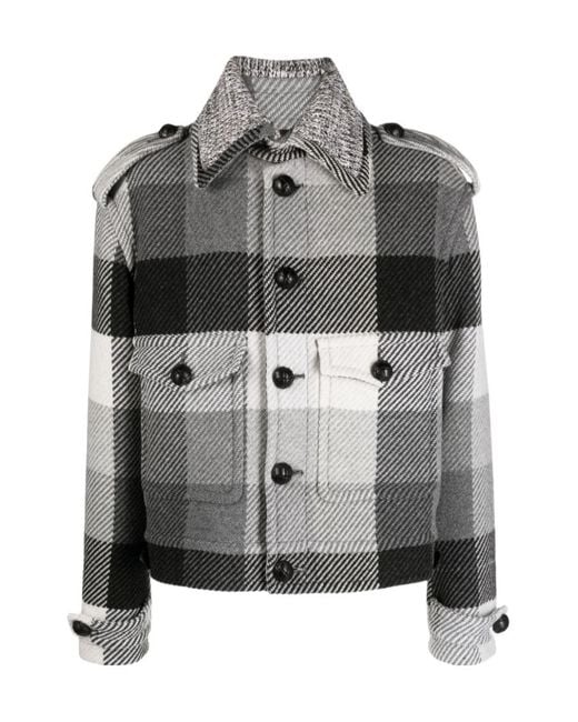 Etro Gray Check-Patterned Button Up Jacket for men