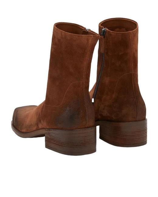 Marsèll Brown Marsèll Cassello Square Toe Ankle Boots for men