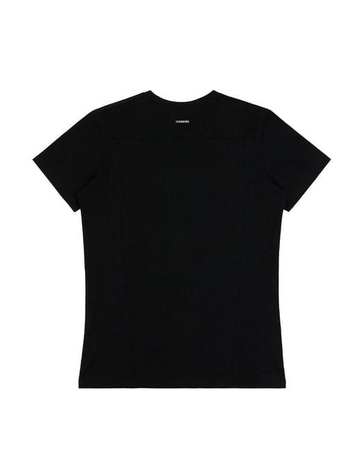 Iceberg Black T-Shirt With Round Neck And Short Sleeves Logo for men