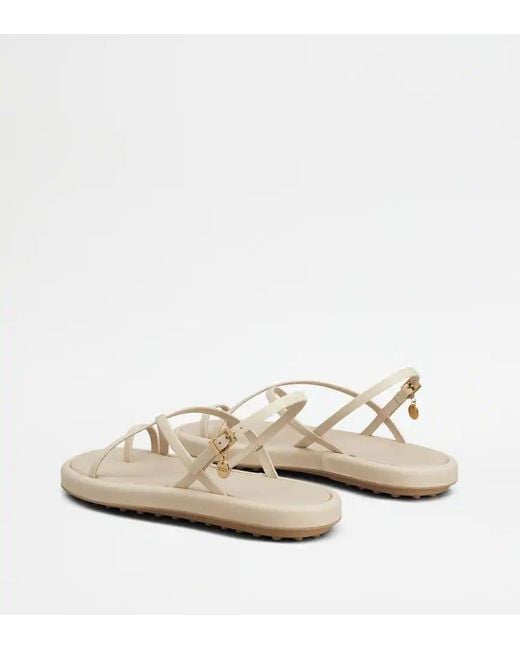 Tod's White Cross-Strap Flat Sandals