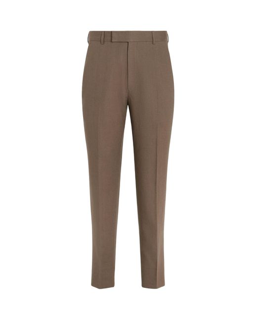 Zegna Gray Oasi Lino Casual Pants for men