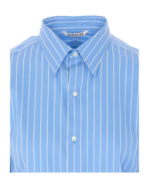 Auralee Blue Striped Shirt