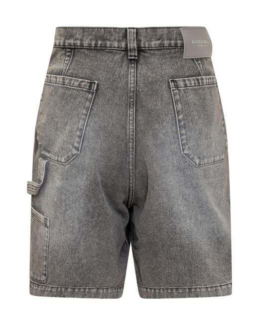 A_COLD_WALL* Gray Logo Denim Shorts for men