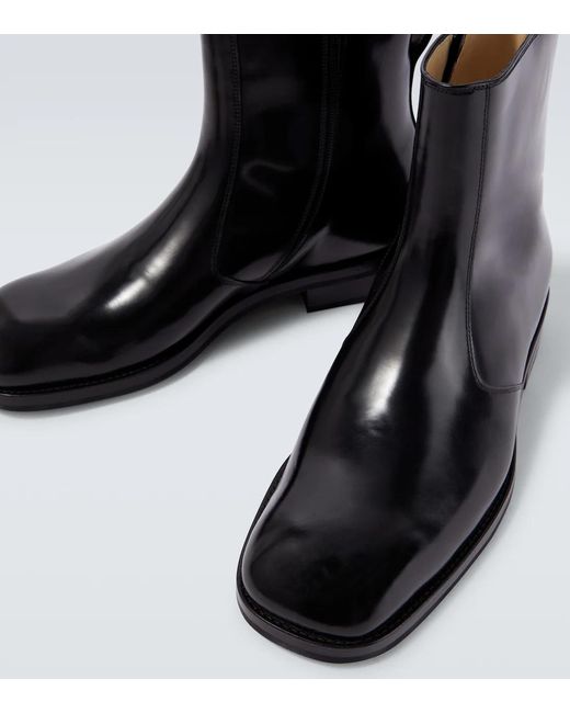 Lemaire Black Leather Ankle Boots for men