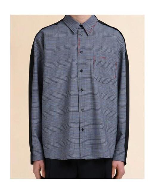 Marni Blue Check-Patterned Buttoned Shirt for men