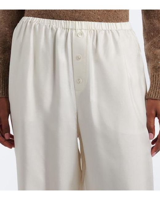 Rohe White Silk Wide-Leg Pants
