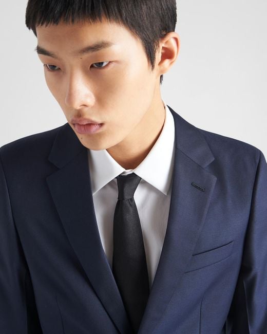Prada Blue Single-Breasted Wool Suit for men